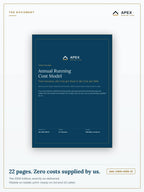 Annual Running Cost Model PDF cover — Apex Marine Labs 2026 Edition, 22 pages, A4 and US Letter included