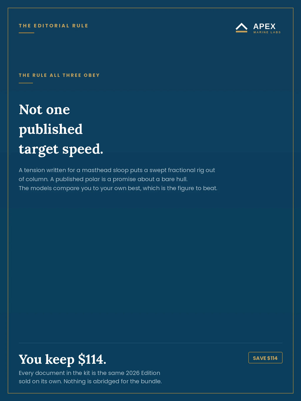 The editorial rule the kit obeys — not one published target speed; the models compare you to your own best
