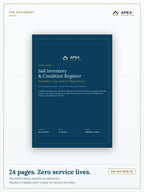 Sail Inventory & Condition Register PDF cover — Apex Marine Labs 2026 Edition, 24 pages, A4 and US Letter included