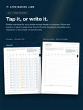 Two editions of the sailboat sea trial log: a fillable PDF page typed on screen and a Pencil and Print page ruled for handwriting