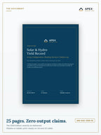 Solar & Hydro Yield Record PDF cover — Apex Marine Labs 2026 Edition, 25 pages, A4 and US Letter included