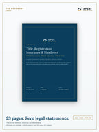 Title, Registration, Insurance & Handover Register PDF cover — Apex Marine Labs 2026 Edition, 23 pages, A4 and US Letter included