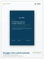 Watchkeeping Roster & Night Passage Log PDF cover — Apex Marine Labs 2026 Edition, 26 pages, A4 and US Letter included